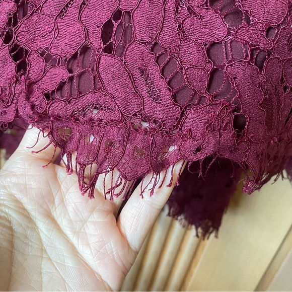 Anthropologie Fame and Partners Twilight dress strapless lace gown wine red - Picture 9 of 16